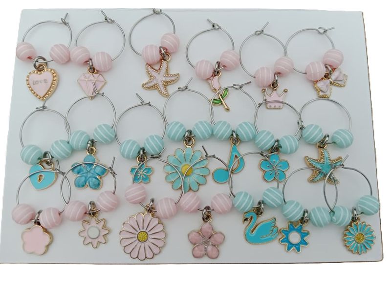 Baby Shower Gender Reveal Wine and juice stem Glass Charms