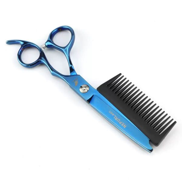 6 Inch Blue Professional Hair Cutting Scissors With Comb