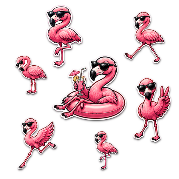 TrendSpire Flamingos Clipart Vinyl Stickers (Colour) - Set of 24
