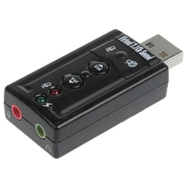 USB Adapter Sound Card with Headphones &amp; Microphone Jack - USB 7.1