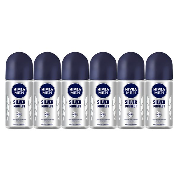 NIVEA MEN Silver Protect Anti-perspirant Roll-On Deodorant, 6x50ml