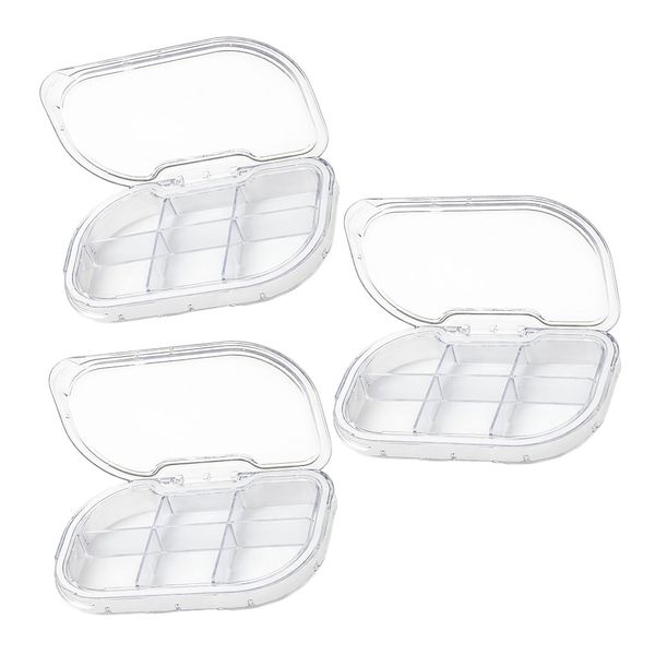 3 Pack - Six Grid Portable Medicine Storage Box