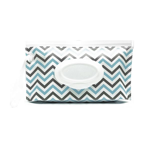 Baby Wet Wipes Pouch Caddy (Blue Zig Zag Pattern)