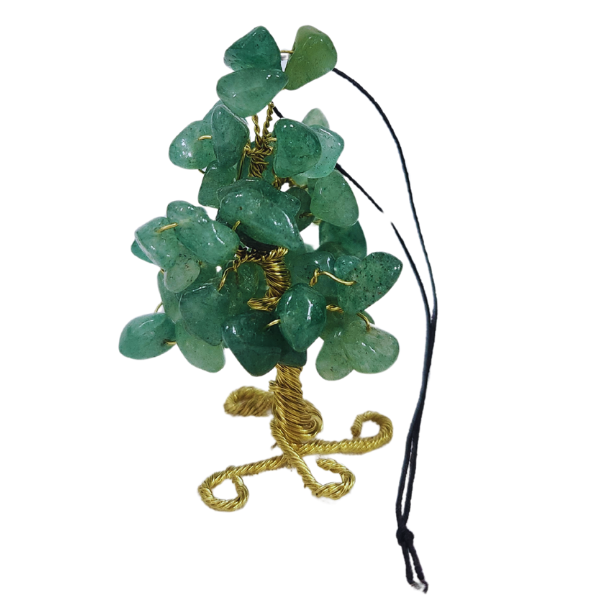Green Aventurine Gem Tree Rearview Mirror Charm