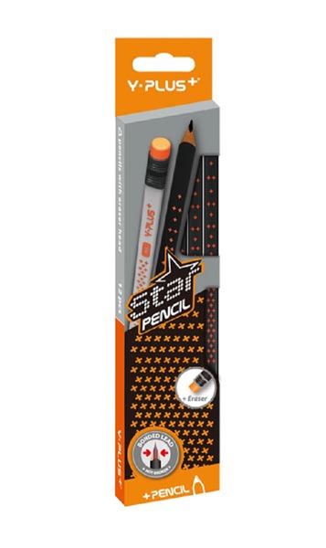 Y-Plus Star Pencil Tri-Grip HB with Eraser Tip 12'S