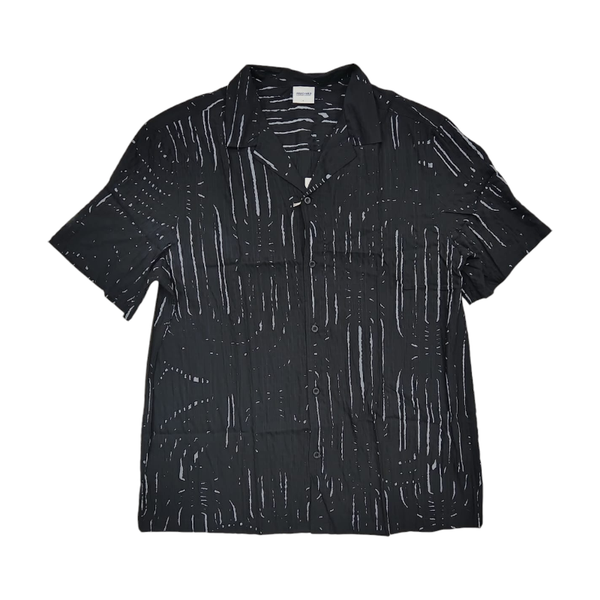 Jonathan D Massari Crinkle Mens Black Button Down SS Shirt