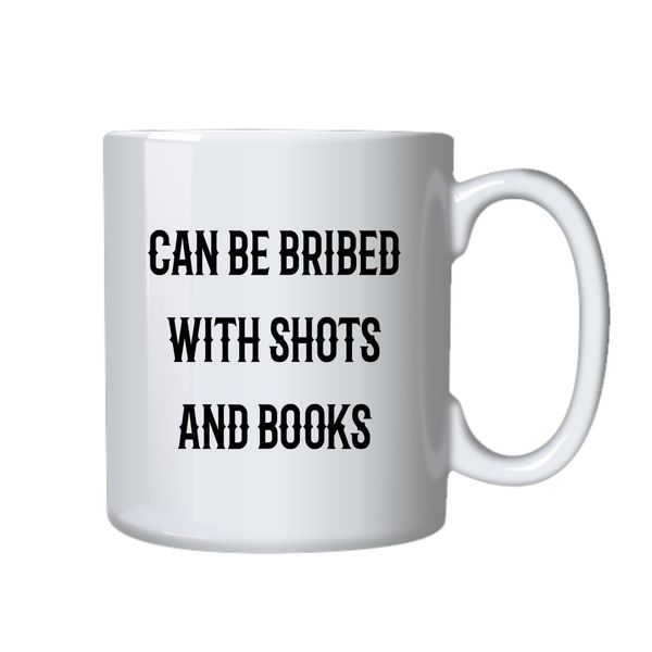 Shots and Book Coffee Mug - Best Funny Novelty Cup Gift Idea for Readers