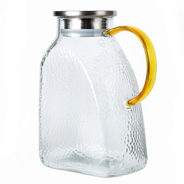 Glass Pitcher with Lid Spout Heat-Resistant Glass Water Jug Hot Cold Drinks