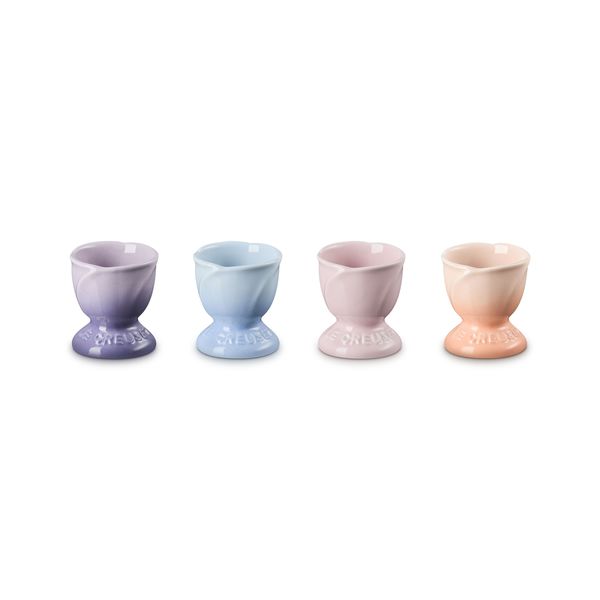 Le Creuset Set of 4 Footed Egg Cup Jardin Relief Set