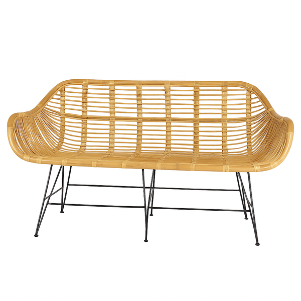 Simple Spaces Rattan 3 Seater Square Weave Bench/Sofa For Outdoor and Indoor