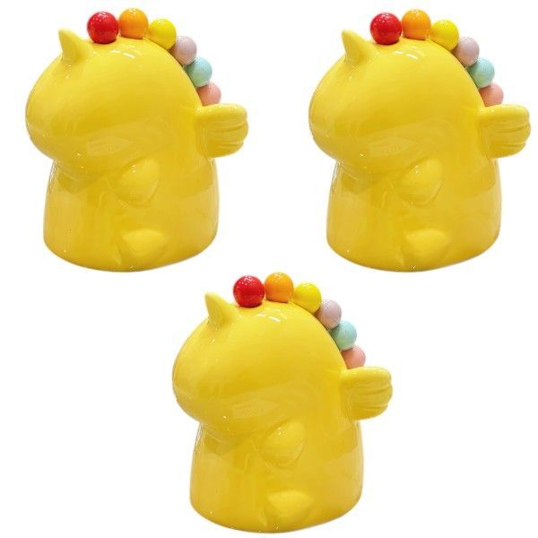Set of 3 Ceramic Unicorn Fork Holders - Yellow