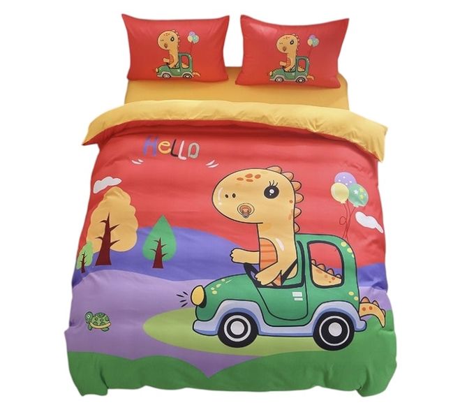 Hello Dino Kids 3pc Duvet Cover Set - Single / Three Quarter Bed Size