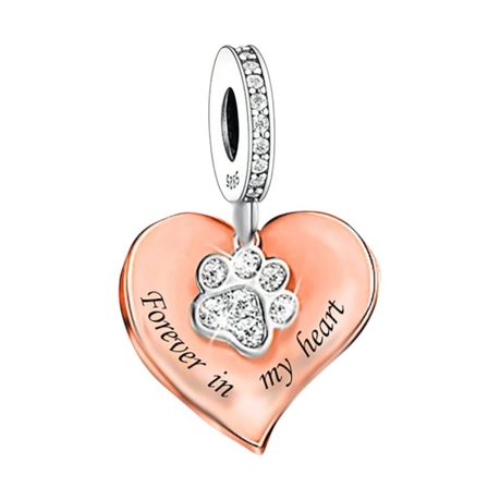 925 Sterling Silver Heart & Paw Print Memorial Pendant - Silver Image