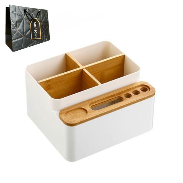 Multi-Purpose Bamboo Storage Desk Organizer Box &amp; Luxury Simpsons Bag