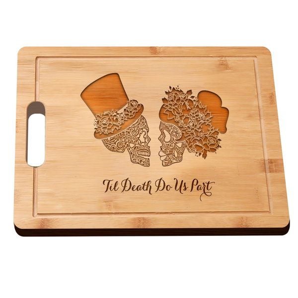 Engraved Bamboo Cutting Board Skull Lover Gift for Wedding