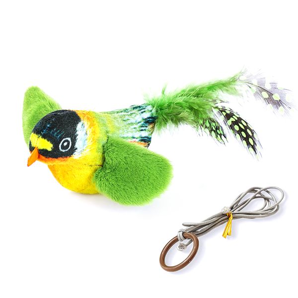 Green Feather Sound Bird Cat Toy