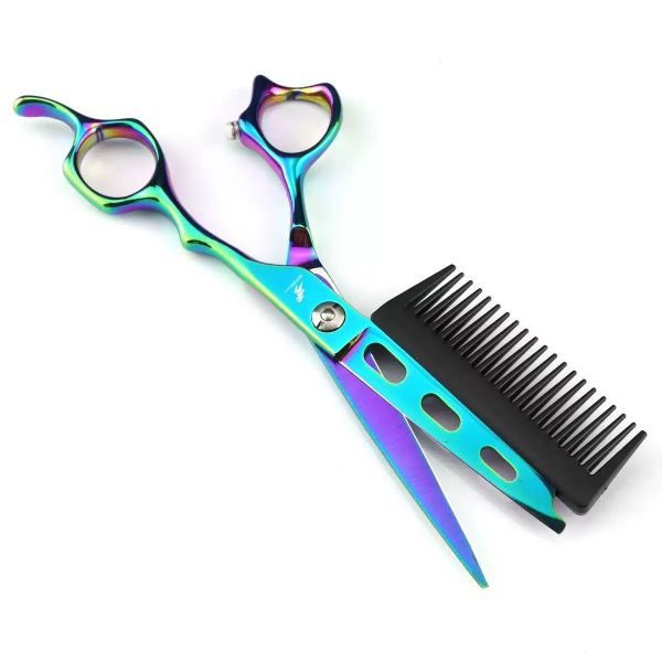 6 Inch Long Hole Green Professional Hairdressing Barber Scissors