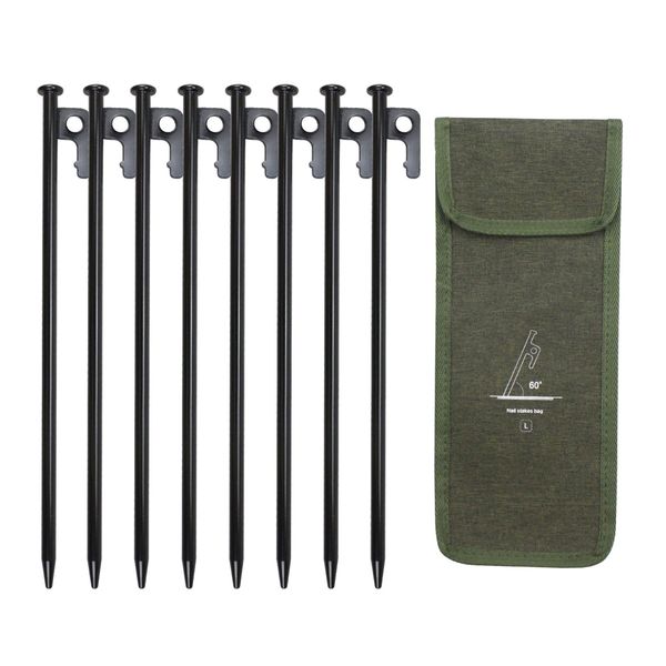 Tent Pegs &amp; Storage Carry Pouch - 8-piece, 30cm