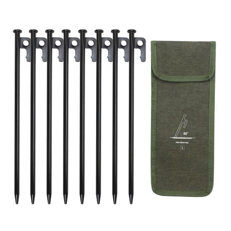 Camping Tent Peg Set - 8 x 30cm Heavy Duty Stakes with Pouch Image