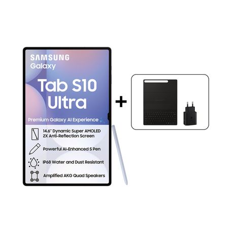Samsung Galaxy Tab S10 Ultra (X926) 14.6" 256GB 5G Tablet - Grey + Book Cover Keyboard + 45W Adapter Image