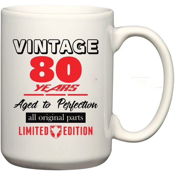 Vintage 80 Aged To Perfection Birthday Coffee Mug