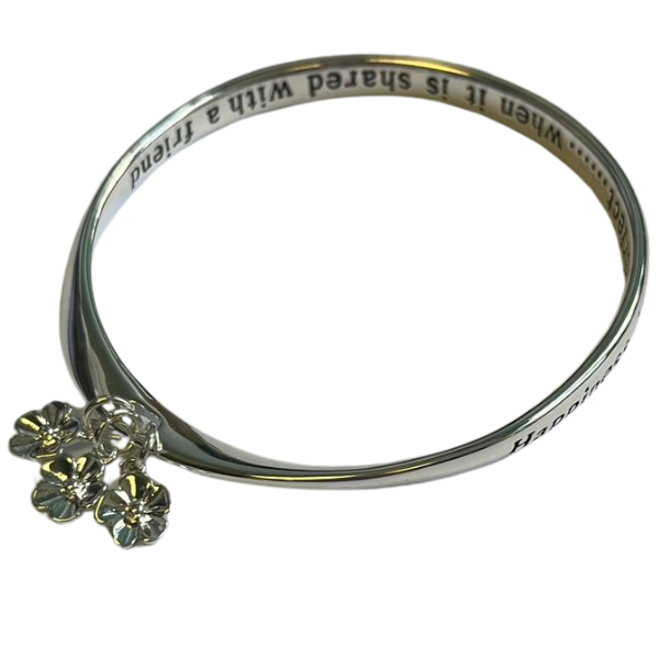 Equilibrium Silver-Plated Friendship Bangle with Flower Motif