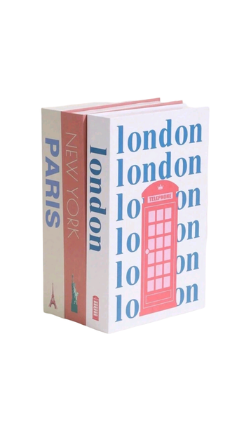 Three Pieces Tabletop Decorative Books - Pink and Blue