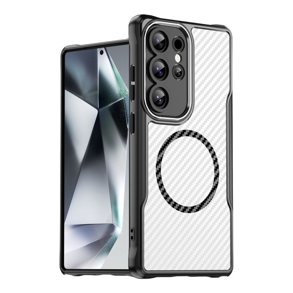 Carbon Fiber TPU + PC Phone Case Compatible With Samsung Galaxy S25 Ultra