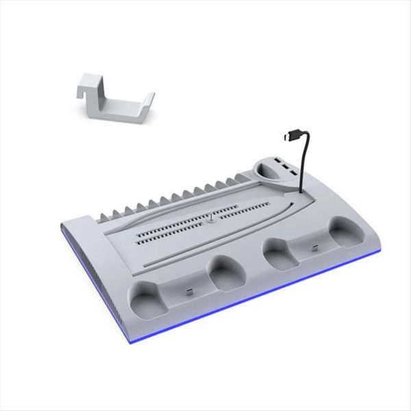 Charging Stand with Cooling Fan for Ps5 and Ps5 Slim Console (White)