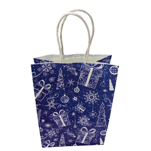Christmas Gift Bag Set - Festive Trees &amp; Gift Box Design (Pack of 4)