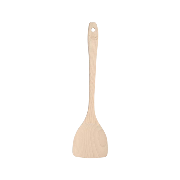 35cm Long Handle Kitchen Bamboo Curved Spatula With Hanging Loop