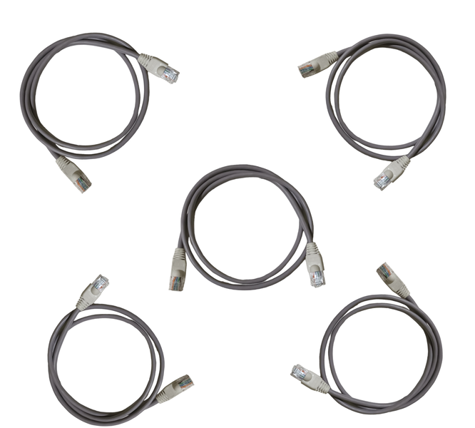 Pack of 5: 2M Flylead Patch Network Cables