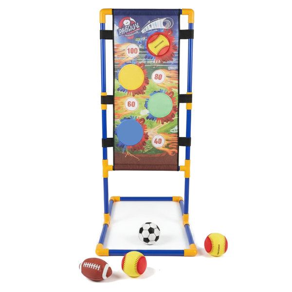 3-in-1 Kids Sports Pitching Game - Baseball, Basketball &amp; Soccer Set
