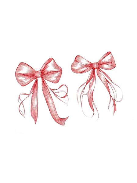 1 Piece - Bowknot Ribbon Temporary Tattoo - Red