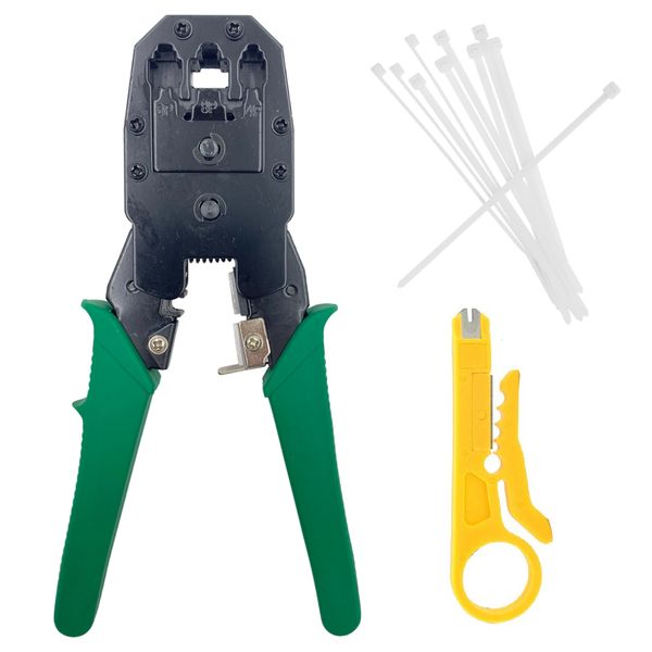 3 In 1 Cut, Strip Crimp RJ45 Network Crimping Tool &amp; Cutter &amp; 10 Cable Ties