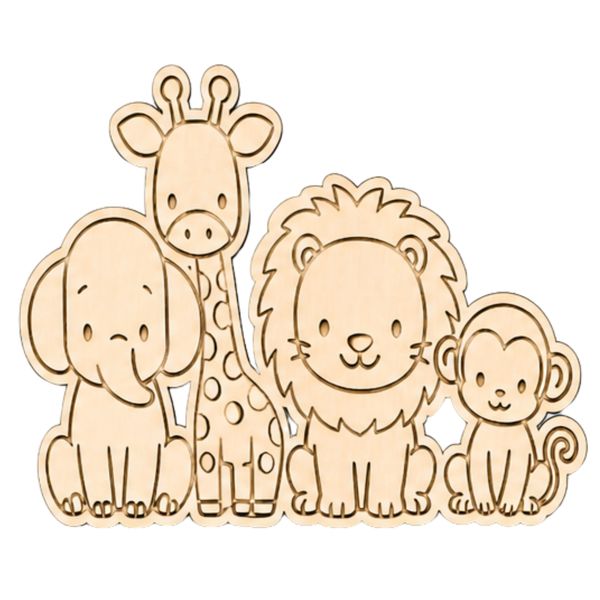 Laser Cut Decorative Animal Frame - Jungle Safari Friends Design