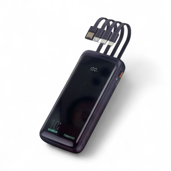 Tranyoo Mobile Powerbank 10000mAh Built-in USB+Micro+Type-C+Lightning Cable