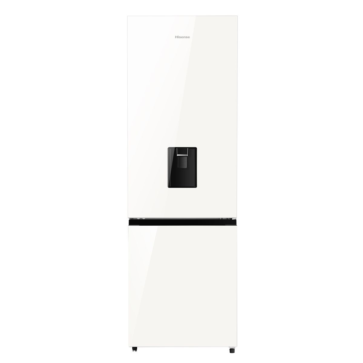 Hisense 350L Bottom Freezer Fridge with Water Dispenser White Glass