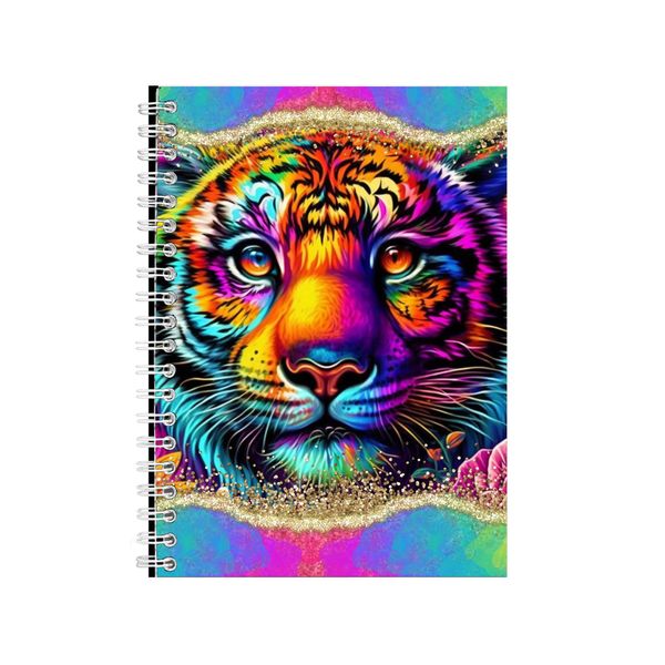 Neon Tiger Notebook Animal Gift Idea Notepad Pad 75
