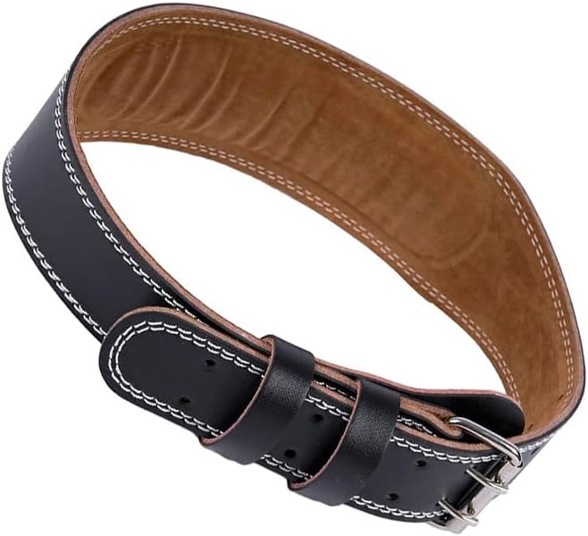 Men&amp;Women Faux Leather Weight Lifting Belt Prong Power Lumbar Waistband