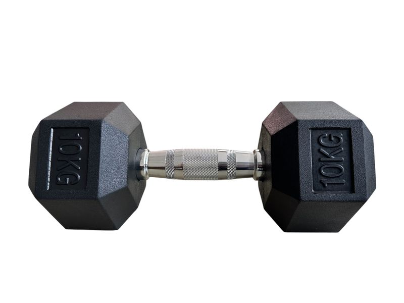 Hexagonal Rubber Coated Dumbbell - 10kg