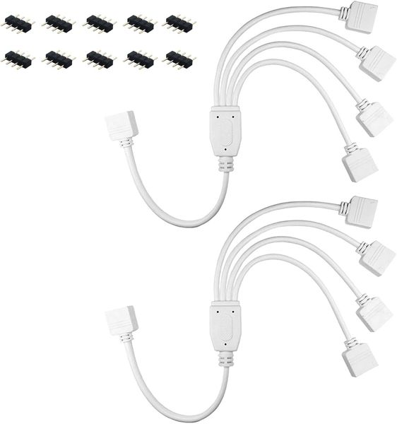 4 Pin 1 to 4way Splitter Cable Y-Splitter for 5050 3528 LED Light Strip - 2 Piece
