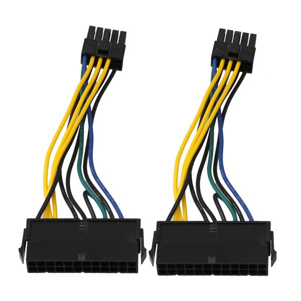 2pcs ATX 24-Pin to 10-Pin Power Supply Motherboard Adapter Cables - 135mm