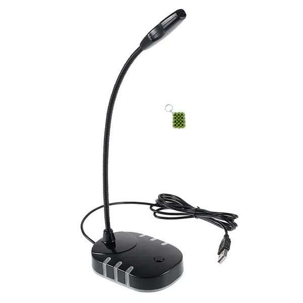 USB Gaming Light-Emitting Base Flexible Tube Computer Microphone &amp;Keyholder