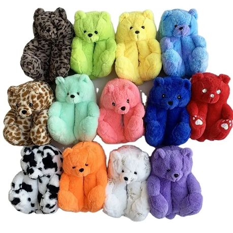 Wholesales Cute Rainbow Slippers for Kids Teddy Bear New Designs Outdoor selling Teddy B