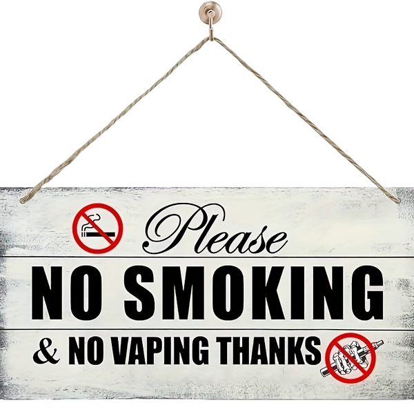 No Smoking and No Vaping Rustic Wood Sign, Printed Wood Sign