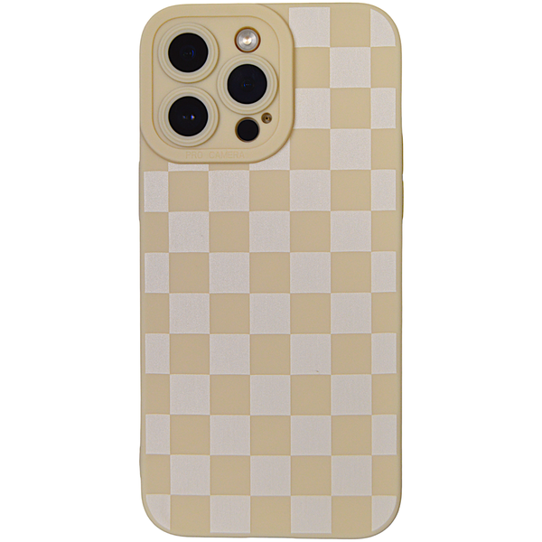Beige - Phone Case with Check Print &amp; Pro Cam - Iphone 14 Pro Max
