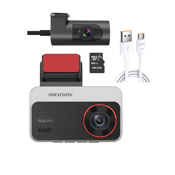 Hikvision C200S Dashcam, with 64GB Micro-SD &amp; Boltex Type C cable