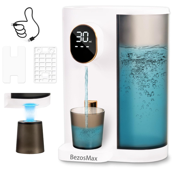 BezosMax 600ML Automatic Mouthwash Dispenser with Magnetic Cup for Bathroom