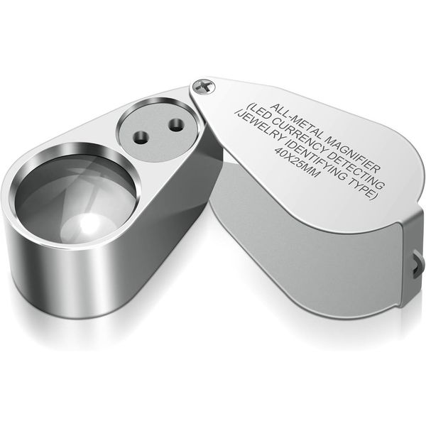 Folding 40x Magnifying Glass 5.5 Inches In Size Compact Portable